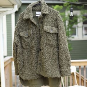 Urban Outfitters Olive Green Sherpa Jacket